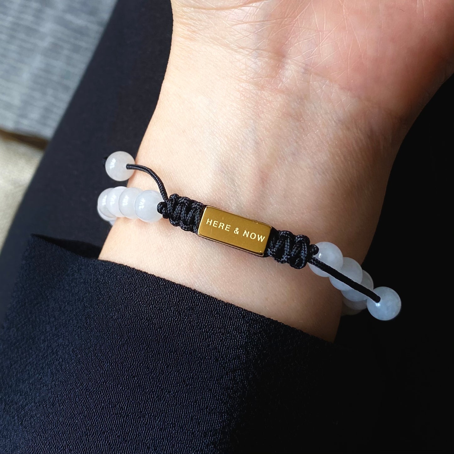 Gratitude Reminder Bracelet, Gratitude Beaded Bracelet - White Jade Gemstone Bracelet | Healing | Positivity | Balance, Mindful Living Jewelry Bracelet, Gift Box